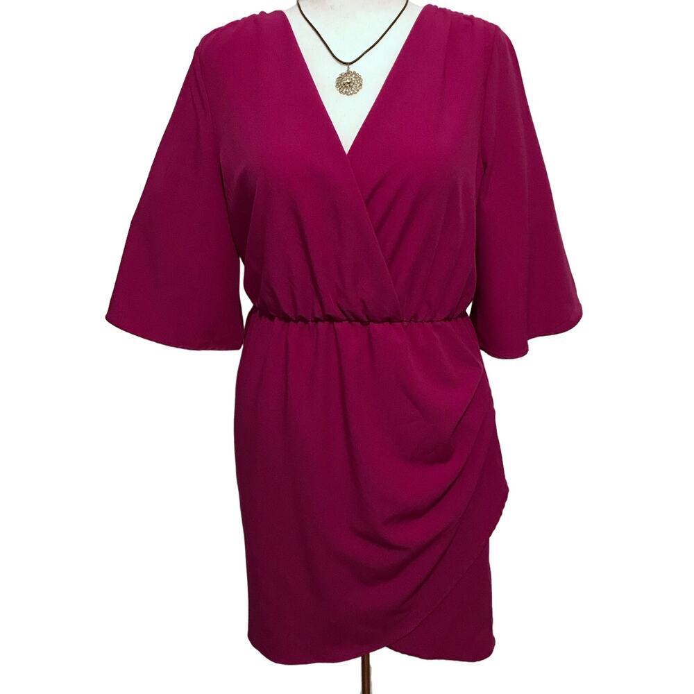 Lisa & Lucy NWT Hot Pink Blouson Kimono Sleeves Mini Dress Women M